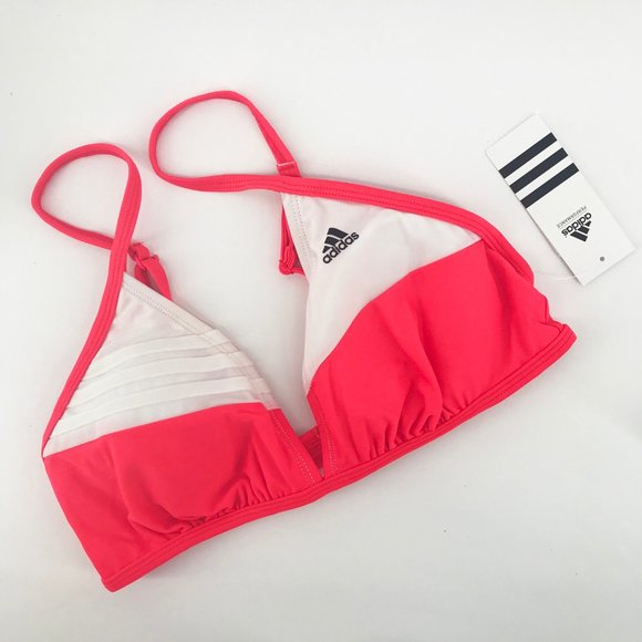 ADIDAS Three Stripe Shock Red Bikini Top👙Sz 12 - Picture 5 of 11